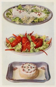 Salmone in maionese; Insalata di aragosta; Soufflé di pesce