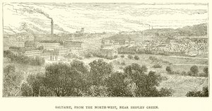 Saltaire, da nord-ovest, vicino a Shipley Green