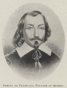 Samuel de Champlain, fondatore del Quebec (litografia) da English School