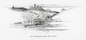 San Gimignano delle belle Torre (litho) da English School