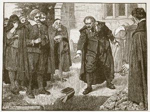 Scena al funerale di Chillingworth, illustrazione da Cassells Illustrated History of England da English School