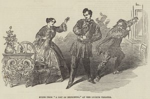 Scena da "Un Giorno di Giudizio," al Lyceum Theatre (incisione) da English School