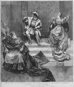 Scena da una produzione di Enrico VIII di Shakespeare al Lyceum Theatre, Londra da English School