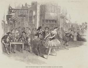 Scena dal nuovo balletto di "The Wags of Wapping," al Drury-Lane Theatre (incisione) da English School