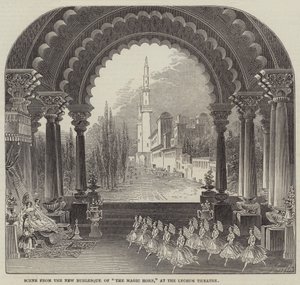 Scena dalla Nuova Burlesca di "Il Corno Magico," al Teatro Lyceum da English School