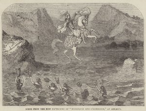 Scena dalla nuova pantomima "Arlecchino e O