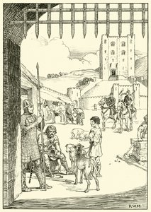 Scena in un cortile del castello da English School