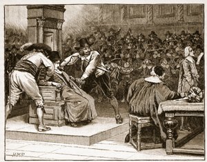 Scena alla Camera dei Comuni: il Presidente costretto, illustrazione da Cassells Illustrated History of England da English School