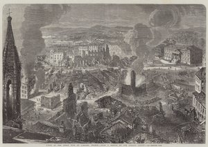 Scena del grande incendio a Limoges, Francia (incisione)