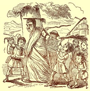 Scolari che frustano il maestro, illustrazione da La Storia Comica di Roma di Gilbert Abbott a Beckett, pubblicata c.1850