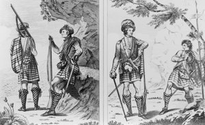 Soldati scozzesi delle Highlands e un ufficiale e sergente delle Highlands