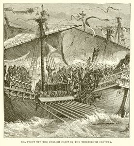 Battaglia navale al largo della costa inglese nel XIII secolo da English School