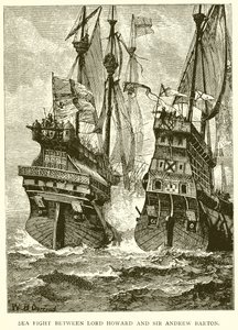 Battaglia Navale tra Lord Howard e Sir Andrew Barton da English School