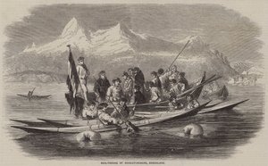 Pesca alle foche a Kingigtorssuak, Groenlandia (incisione)