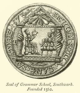 Sigillo della scuola di grammatica, Southwark, fondata nel 1562 da English School