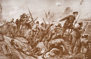 Secondo tenente G.H. Woolley nella difesa di Hill 60 con i suoi uomini