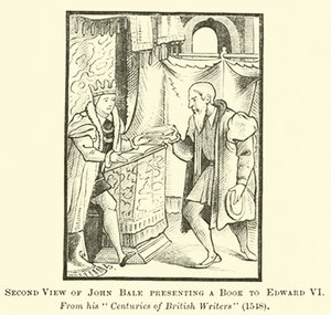 Seconda vista di John Bale che presenta un libro a Edoardo VI