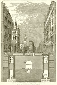 Sezione del Holborn Viaduct, che mostra le metropolitane da English School