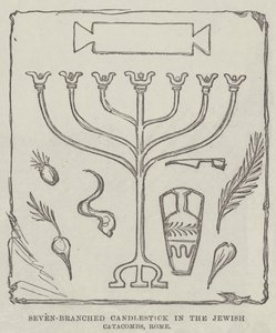 Candelabro a sette bracci nelle catacombe ebraiche, Roma (incisione)
