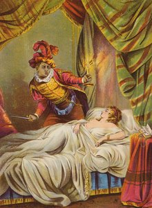 Shakespeare: Otello, Desdemona a letto, addormentata da English School