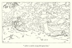 Sogno di una notte di mezza estate di Shakespeare; Titania addormentata (incisione) da English School