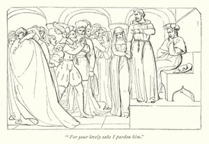 Misura per misura di Shakespeare; Claudio perdonato dal duca (incisione) da English School