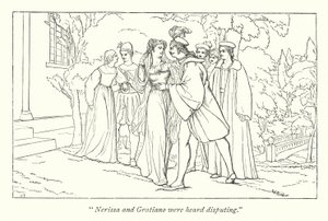 Il mercante di Venezia di Shakespeare; Porzia si rivela come il finto Dottore delle Leggi (incisione) da English School