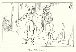 I due gentiluomini di Verona di Shakespeare; La separazione di Valentino e Proteo (incisione) da English School