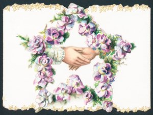 Stretta di mano dentro una stella di fiori