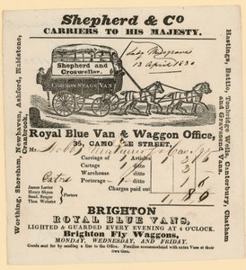 Fattura di Shepherd & Co. Brighton a Londra
