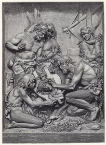 Pastori che scoprono la testa di Orfeo, dal bassorilievo di M Cordonnier da English School