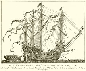 Nave, Harry Grace-a-Dieu, costruita per Enrico VIII, 1512 da English School