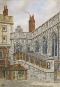 Vista laterale di Crosby Hall, che mostra la scala esterna