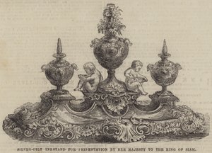 Calamaio in argento dorato per la presentazione di Sua Maestà al Re del Siam da English School