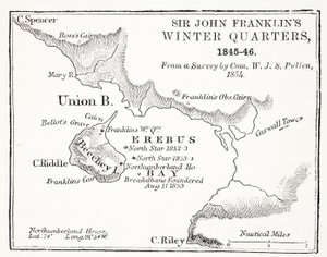 Quartieri invernali di Sir John Franklin, 1845-1846 da un rilevamento di Com. W.J.S. Pullen 1854 da English School