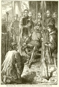 Sir Lionel Bra Uemont presenta le chiavi di Harfleur a Enrico V da English School