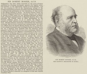 Sir Robert Morier, GCB, Ambasciatore di Sua Maestà in Russia (incisione) da English School