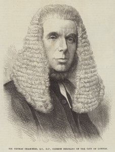 Sir Thomas Chambers, QC, MP, Common Serjeant della Città di Londra (incisione) da English School