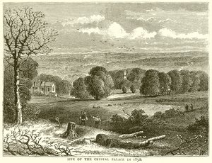 Sito del Crystal Palace nel 1852 da English School