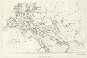 Schizzo dei grandi imperi al tempo di Carlo Magno da English School