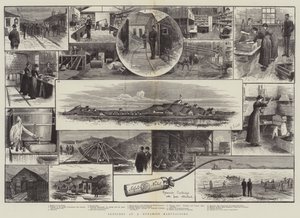 Schizzi in una fabbrica di dinamite (incisione) da English School