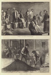 Schizzi in un magazzino di tè (incisione) da English School