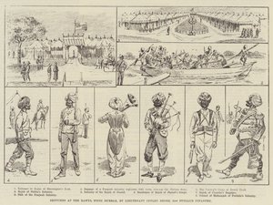 Schizzi al Durbar di Rawul Pindi (incisione) da English School