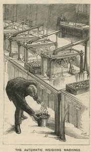 Schizzi alla Royal Mint, Tower Hill; le macchine automatiche per la pesatura da English School
