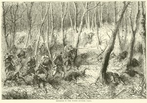 Scaramuccia nei boschi fuori Parigi, ottobre 1870 da English School