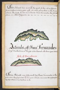 Mappa di Juan Fernández nel South Sea Waggoner di William Hack da English School