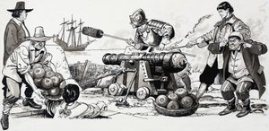 Soldati che sparano un cannone da English School