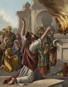 La preghiera di Salomone alla dedicazione del tempio (cromolitografia) da English School