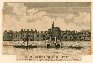 Somerset House e le scale come apparivano prima di essere demolite nel 1776 da English School