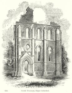 Transetto meridionale della cattedrale di Elgin (incisione) da English School